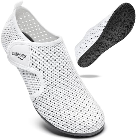 WateLves Water Shoes Barefoot Shoes Mens Women Beach Socks Aqua Swim Swimming sea Pool(Netzauge Weiß 3.5/4)