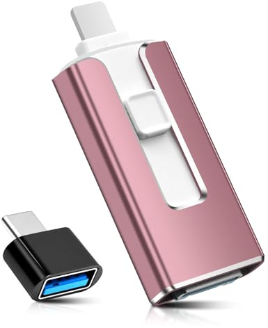 4-in-1 USB Speicherstick 128GB mit USB-C, Light-ning, Micro-USB & USB 3.0, MFi-zertifizierter Flash Drive kompatibel mit iPhone, iPad, Android & PC, Externer Speicher für Fotos, Videos & Musik