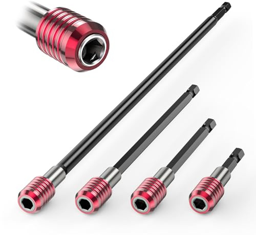 Buhobha 4PCS Drill Bit Extension Set, 1/4 Hex Shank Magnetic Bit Holder in 2, 4, 6, 12 Lengths, Cr-V Steel for Impact Driver, Screwdriver Bits, Nuts & Sockets