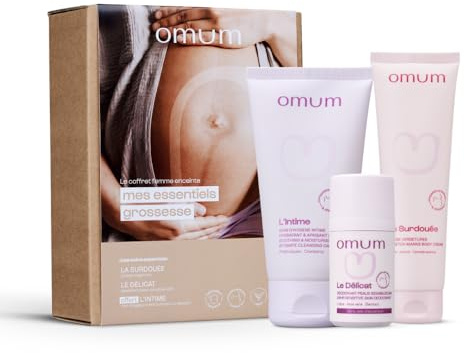 OMUM - Mes Essentiels Grossesse - 1 crème vergetures La Surdouée - 1 déodorant naturel Le Délicat - 1 gel nettoyant & hydratant L'Intime OFFERT - Vegan & Bio - Kit femmes enceintes