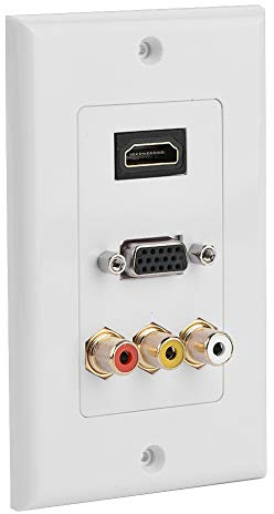 KIMISS VGA Ports Multimedia Wall Plate Panel Cover + 3 in 1 VGA Ports Multimedia Panel + 3 Wall Outlet
