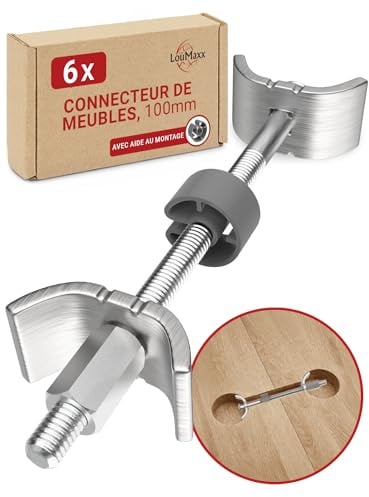 LouMaxx Möbelverbinder 100 mm 6 er Set - Arbeitsplattenverbinder Küche - Plattenverbinder - Holzverbinder - Verbinder für Arbeitsplatte - Sichere und stabile Lösung zum Arbeitsplatten verbinden
