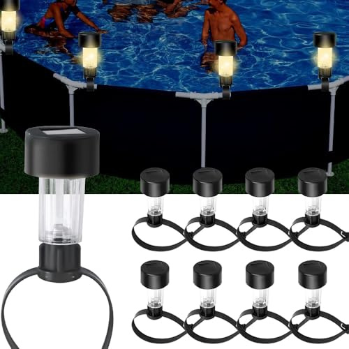 SKIKHN Luci Solari per Laghetto, 8 Pezzi Luci Solari a Bordo Piscina, Luci Solari per Piscina, Luci Piscina Solare, per Fontana Esterna, Giardino, Piscina, Laghetto, Illuminazione Paesaggistica