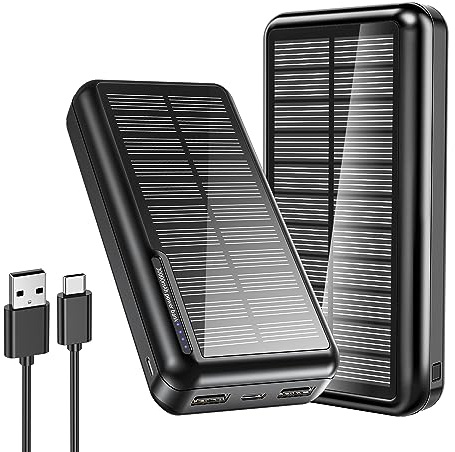 Power Bank 30000mAh Solar Power Bank:Solar Charger Battery Pack with 3 Inputs and 2 Outputs, USB C PowerBank Fast Charging, Portable Charger for Smartphone Tablets Earphone