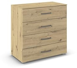 Rauch Möbel ADITIO, Kommode, Farbe Eiche Artisan, Breite 80 cm | Sideboard im zeitlosen Stil, 4 Schubladen, Soft-Close-Funktion, für Schlafzimmer, Gästezimmer, Wohnzimmer, Garderobe, Flur