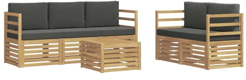 vidaXL Sofagarnituren Massivholz Akazie, Garten Lounge, langlebige Ecksofa, Moderne Möbel für Terrasse, Bequeme Sitzecke zum Entspannen