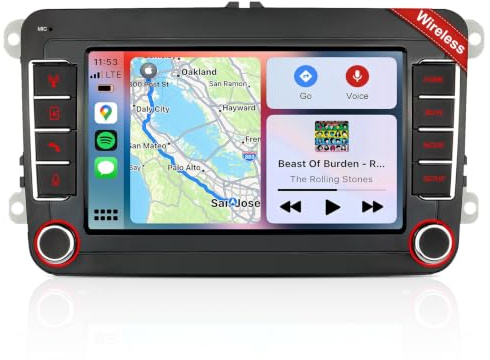 Autoradio mit Bildschirm für VW Golf 5 6 T5 Polo 6R Seat Skoda Tiguan Seat Skoda, 7 Zoll Auto Radio mit Apple CarPlay Android Auto Mirrorlink, Bluetooth, FM, Lenkradsteuerung, 2Din