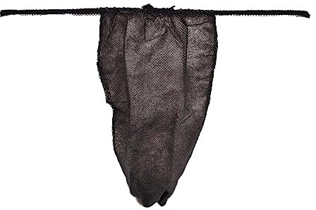 WellTouch Einweg String Tanga Damen (50 Stück) aus Vliesstoff, schwarz, einzeln verpackt