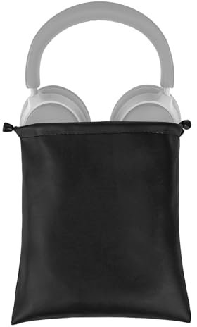 Geekria Bolsa de Transporte para Auriculares/Bolsa de protección Universal para Auriculares/Bolsa de Viaje portátil/Bolsa de Viaje Suave para Auriculares (PU Negro)