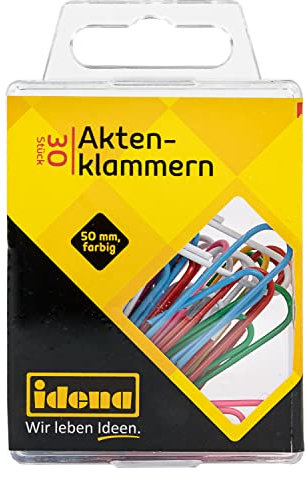 Idena 12079 - Aktenklammern 50 mm, kunststoffummantelt, 30 Stück
