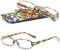 VEVESMUNDO Lesebrille Damen Modern Federscharnier Blumen Lesehilfe Sehhilfe Brille Leicht Vintage mit Brillentasche(Beige Blumen, 1.25)