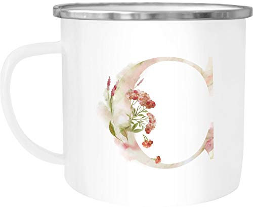 Emaille Tasse Becher Buchstaben-Tasse C Alphabet Monogram Zeichen Tasse mit Buchstabe Autiga® weiß-metall unisize