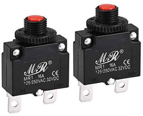 sourcing map Thermique Disjoncteurs 125/250V AC Pousser Bouton Manuel Réinitialiser Surcharge Protecteur Interrupteur 16A
