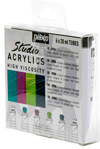 Pébéo - Acrylique Fine Studio Acrylics - Kit de 6 Tubes de Peinture Acrylique Dyna - Couleurs Dynamiques Iridescentes Changeant selon la Lumière - Effet Dyna - 6 Tubes de 20 ml 833500
