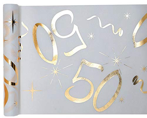 WOOOOZY Tischläufer 50. Geburtstag Metallic, 5m x 30cm
