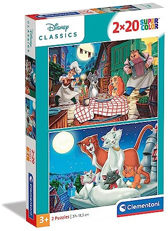 Clementoni - 24764 - Supercolor Puzzle - Disney Animals - 2 x 20 pieces - Made in Italy - jigsaw puzzle children age 3+