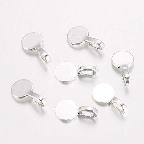 K Beads Tibetan Style Round Glue On Pendant Bails - 18mm, 20 Pieces, Silver, Antique Silver Finish