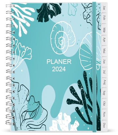 Kalender 2024, A5 Wochenterminbuch & Planer mit monatlichen Registerkarten, Jan 2024-Dez 2024, ckentasche, elastischer Verschluss, einfaches Organisieren des t?glichen Lebens, Planer 2024