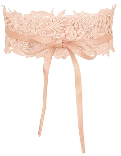 Allegra K Ceinture large en dentelle pour femme avec nœud, rose, 65-80cm/25.59-31.50