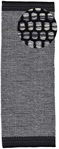 carpetfine Baumwollteppich Kelim Mia Läufer Grau 80x500 cm | Moderner Teppich für Wohn- und Schlafzimmer