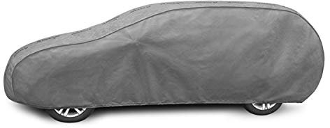 Autoabdeckung Wasserfest & Extrastark Vollgarage Autoplane Abdeckplane gegen Regen Schnee Wind UV-Strahlung Laub und anderen Schmutz Autogarage Autohülle Grau, XXL Kombi L: 485-497cm / H: 127-137cm