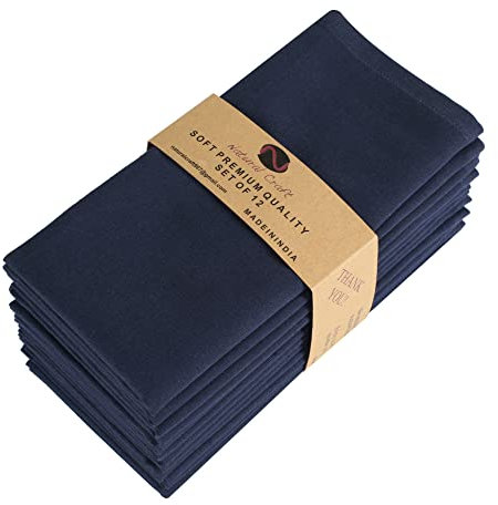 Stoffservietten, Baumwollleinen, 45,7 x 45,7 cm, weich, langlebig, waschbar, ideal für Bauernhaus-Party, Frühling, Sommer, Ostern, perfekte Tischwäsche für den täglichen Gebrauch, Marineblau, 12 Stück
