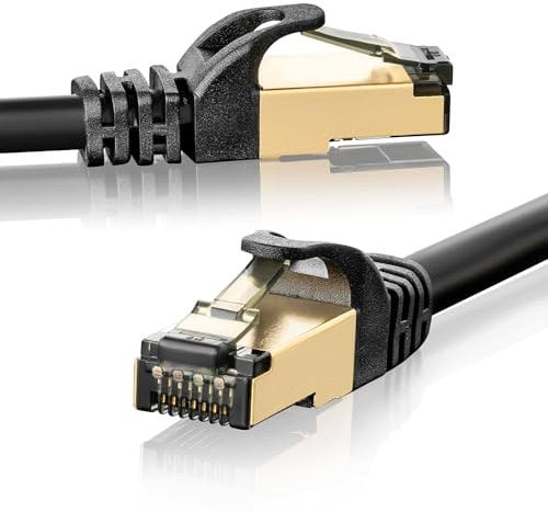 SEBSON Cable de Red Ethernet 50m - Exterior IP67 - CAT 7 LAN patch cable 10Gbps S-STP apantallado - Conector RJ45 para Router, Ordenador, Módem, TV