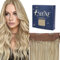 Fshine Draht Extensions Echthaar 45cm 80g Secret Hair Extensions Aschblond Hervorgehobenes Goldblond Flip in Extension Echthaar Farbe 16P22