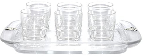 Vassoio con Bicchieri per liquore shottino in Cristallo Argento per tavola casa Ottima Idea Regalo