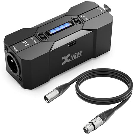 Xvive P1 Phantom Power Supply for Microphone Preamp,Condenser Microphones,Shotgun Mic,with XLR Cable