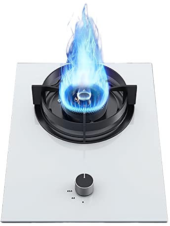 IBOWZ Piano Cottura a Gas Piano Cottura a Gas Piano Cottura a Gas da Cucina da Incasso, fornello a Gas da Tavolo, Pannello in Vetro temperato Bianco, Potenza di Fuoco 5000 W, opzioni di Cottura ve