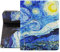 Berkin Arts Funda iPad Air 11 Pulgadas 2025(M3)/2024(M2) Funda iPad Air 5ª Gen(2022)/4ª Gen(2020) 10.9 Pulgada Estuche de Folio de Cuero Post impresionismo Azul Ligero(Van Gogh - La Noche Estrellada)