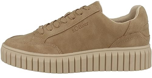 s.Oliver Damen Sneaker flach Low Top Vegan, Braun (Camel), 41 EU
