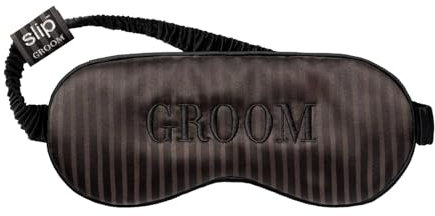Slip Silk Groom Seidenschlafmaske - Hochzeitskollektion - hautschonende, reine Seiden-Augenmaske für den Bräutigam - bequeme Schlafbrille mit Gummiband - aus 100% Maulbeerseide - Schwarz