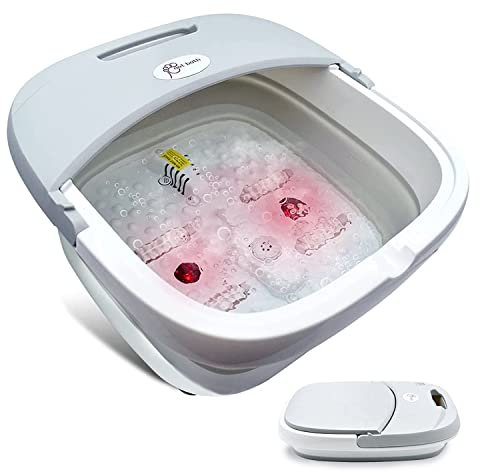 TopHomer Bain de Pieds Pliable 500W, Spa Électrique avec Chauffage, Bulles, 4 Rouleaux de Massage et Vibration, Hydromasseur pour Relaxation des Pieds Fatigués