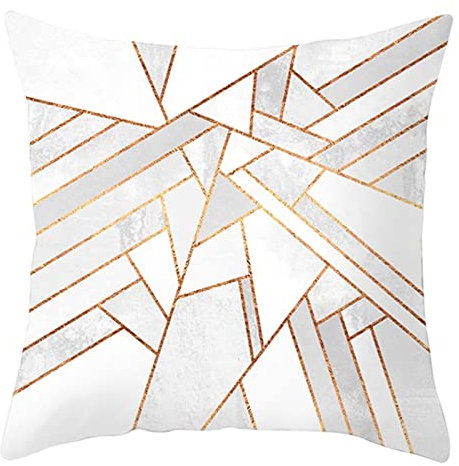 1 Kissenbezüge 50x50cm, Kissenbezug Weißes Roségold Geometrische Marmorierung Polyester Kopfkissenbezug Deko Wohnzimmer Schlafzimmer
