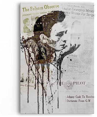Paul Sinus Johnny Cash Musiklegende kunstvolles Porträt Zeitungsartikel