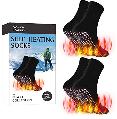 TUKNON Beheizte Socken,Fußwärmer Socken,Thermosocken,2 Paar Turmalin Socken,Magnetsocken,Wintersocken,Winter Thermosocken Beheizbare Socke,Fußwärmer,Fußheizung für Damen und Herren