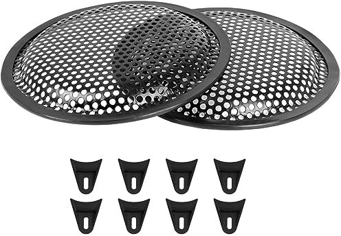 MACHSWON Lot de 2 grilles pour caisson de basses de voiture - En maille métallique - 25,4 cm - Noir