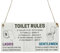 Second Ave Funny Toilet Rules Wooden Hanging Rectangle Home Bathroom Sign Plaque