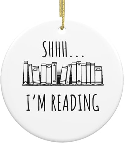 Weihnachtsschmuck, Geschenke für Buchliebhaber, lustige Buchliebhaber, Geschenkideen, Lesebuchdekoration für Bibliothekar, Nerd, Weihnachtsbaumschmuck, Keramikornament