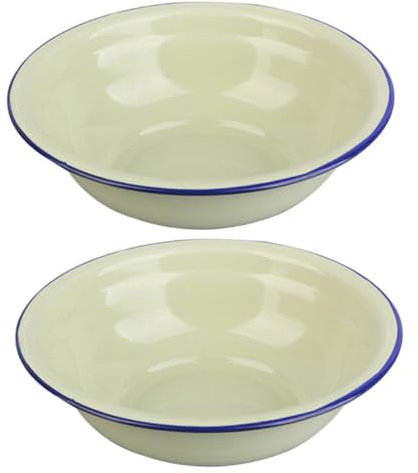PRETYZOOM 2 Piezas Cuenco Esmaltado Nostálgico Cuenca China Lavabo Esmaltado Plato De Pasta Platos Llanos Esmaltados Lavabo Metalico Lavabo Esmaltado 28c Espaguetis Nostalgia Esmalte
