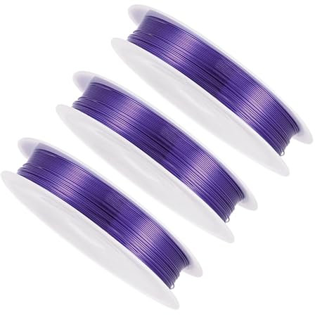 CoCud Copper Wire, 26 Gauge 0.4mm Dia 9m Length, Copper Anti-Rust Smooth Beading Wires Purple - (Applications: for DIY Crafts), 3-Pieces