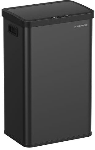 SONGMICS Motion Sensor Trash Can, 18-Gallon (68L) Automatic Kitchen Garbage Can with Stay-Open Lid, Soft Close, Stainless Steel, 15 Trash Bags Included, Ink Black ULTB630B68