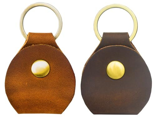 Lot de 2 porte-clés Airtag en cuir de vachette véritable avec boucle Airtag - Porte-clés - Anti-perte et anti-rayures - Pour chien, vélo, enfant