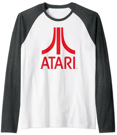 Atari Games Red Retro Vintage Gaming Fun Arcade Look Raglan Baseball Tee