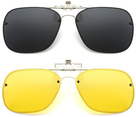 Long Keeper Lunettes de soleil à clipser – Lunettes de soleil polarisées à clipser pour homme et femme UV400 pour conduite en plein air, Noir/jaune