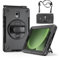 ZenRich - Carcasa rígida para Samsung Galaxy Tab Active 5 2024 / Tab Active 3 2020 8 pulgadas, funda protectora TPU con correa de hombro 360° soporte giratorio y portalápices, color negro
