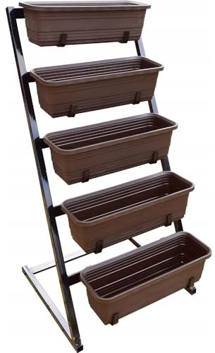 YOURSGARTEN Pflanzenständer Metall Pflanztreppe | Etagen Hochbeet |Blumentreppe |Pflanzbeet für Garten Balkon Terrasse- Blumenkasten Braun