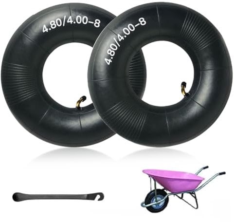 BNGXR Chambre à air Remorque, Chambres à air 4.80/4.00-8, Caoutchouc Noir pour Chariot à Main, pour brouette remorque monocycle de Tondeuse à Gazon Chariot de Jardin et Scooter